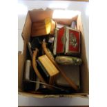 Box of miscellaneous including watches, lighters etc