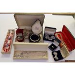 Quantity of costume jewellery including marcasite fob watch