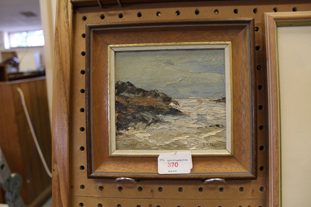 20th Century Impressionist school - oil painting - stormy coastal scene, monogrammed S.R.N dated 75