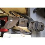 Galvanised Bath & Contents, Boot Jack, Carriage Lamps etc