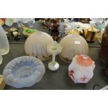 3 Art Deco light shades, Walther bowl etc