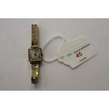 15ct gold cased Uno wristwatch, later strap