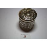 Silver mounted dressing table jar