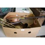 Box including Copper Pan, Meat Fork, Trench Art etc