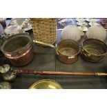 Copper pan, frying pan, hanging pan and brass jam pan