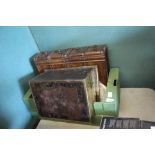 Box of miscellaneous, including slipper box & bell