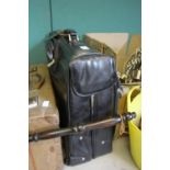 Black leather suitcase