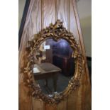 Oval mirror with gilt foliate plaster surround