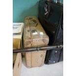 Brown leather suitcase