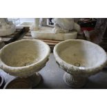 2 composite stone Acanthus urns