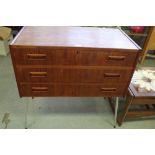 Danish teak 3 drawer chest on alloy legs