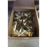Box of various flatware and cutlery