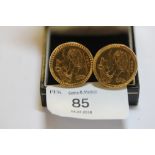 Pair of 18ct gold mounted half sovereign cufflinks