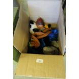 Box of soft toys, Sooty, Emu, etc.
