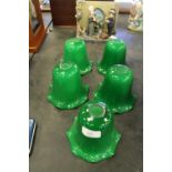 5 green glass light shades