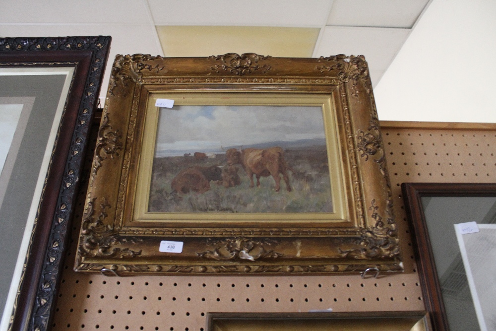 Gilt framed oil on canvas Highland Cattle - bearing signature William Adam (?)