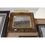 Gilt framed oil on canvas Highland Cattle - bearing signature William Adam (?)