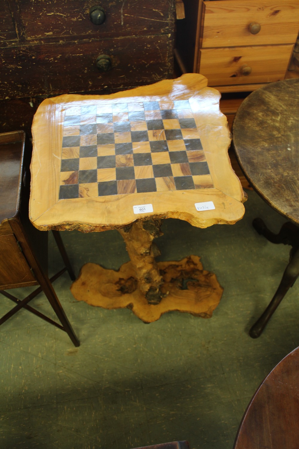 Burr wood chess table