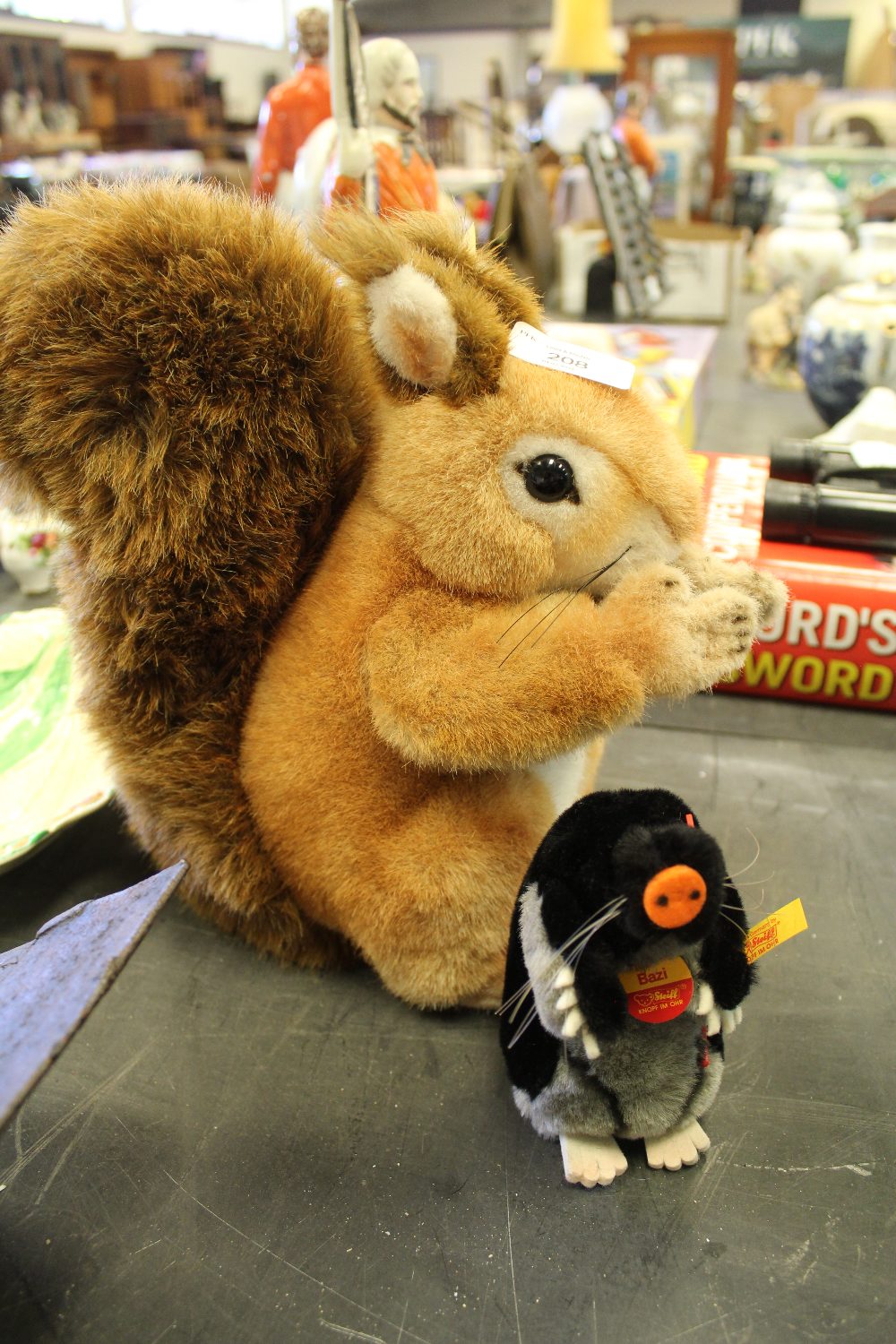 Two Steiff animals - 'Kecki' (squirrel) and 'Bazi' (mole)