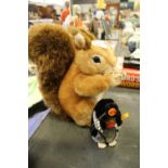 Two Steiff animals - 'Kecki' (squirrel) and 'Bazi' (mole)