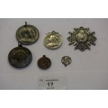 Mens Sana in Corpore Sana white metal sports medal, Victoria 1897 Jubilee white metal pendant,
