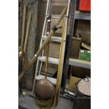 Brass coal helmet and copper warming pan
