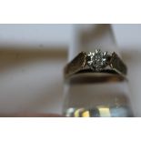 9ct Diamond Solitaire Ring with Textured Shoulders