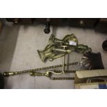 Brass andirons and brasses