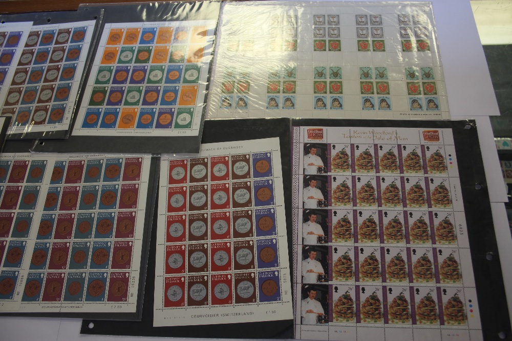 Various Sheets of Isle of Man & Guernsey stamps