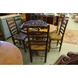 4 oak ladder-back chairs