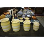 TG Green yellow and white stripe kitchen storage jars