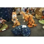 4 dog figures and a cat figure including Sylvac