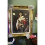After Harlanroff (?), colour print, The Flower Girl, framed