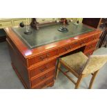 Yew wood pedestal desk