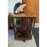 Edwardian inlaid revolving bookcase