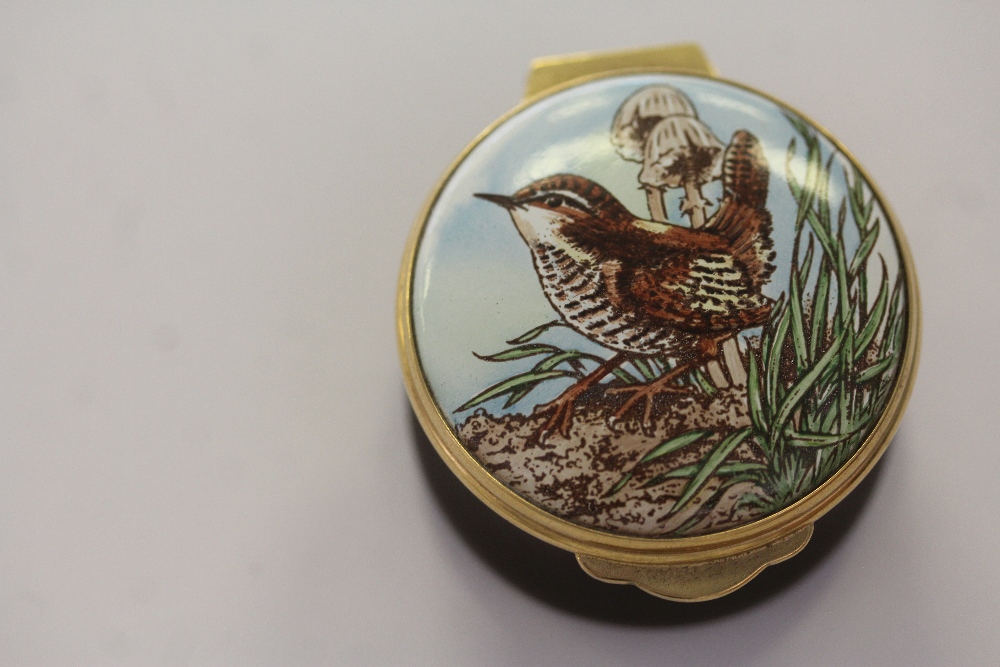 Enamel pill box of a wren