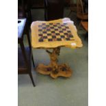 Burr wood chess table