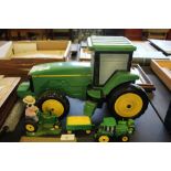 John Deere ceramic tractor shape cookie jar