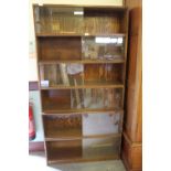 Phoenix of Charing Cross six section oak bookcase with sliding glass doors