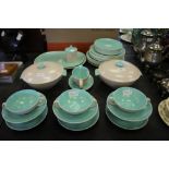 Poole Pottery part dinner service, twin tone seagull and ice green (40 pieces)