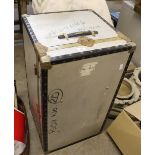 Large metal travel trunk