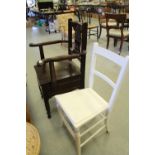 Victorian commode chair & white painted chair