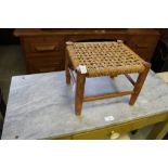 String seated stool and Lloyd Loom chair