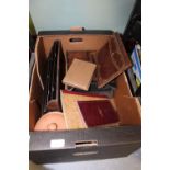 Box of ledgers, stationery rack, Chinese jewellery box