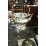 Walker and Hall silver plated spirit kettle on stand