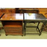 Victorian ebonised oak side table and mahogany night table/chest