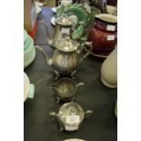 4-piece pewter tea set in a Regency style