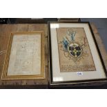 An 18th Century hand drawn, coloured and annotated armorial - Sir John Banks, signed N. Ashe (?) and