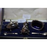 A Cased silver condiment set