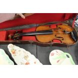 An interesting full size violin with bridge branded J & A Beare